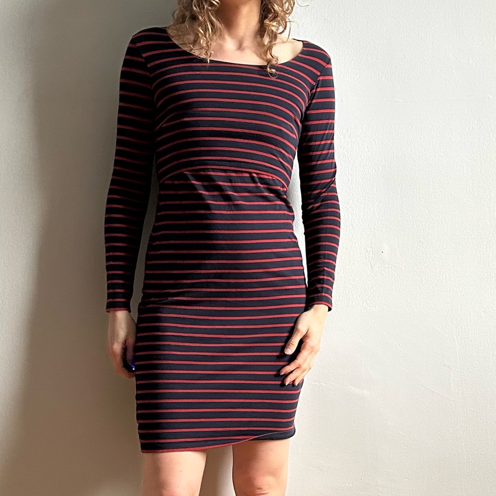 Boob Design Striped Maternity Nursing Organic Cotton Dressy